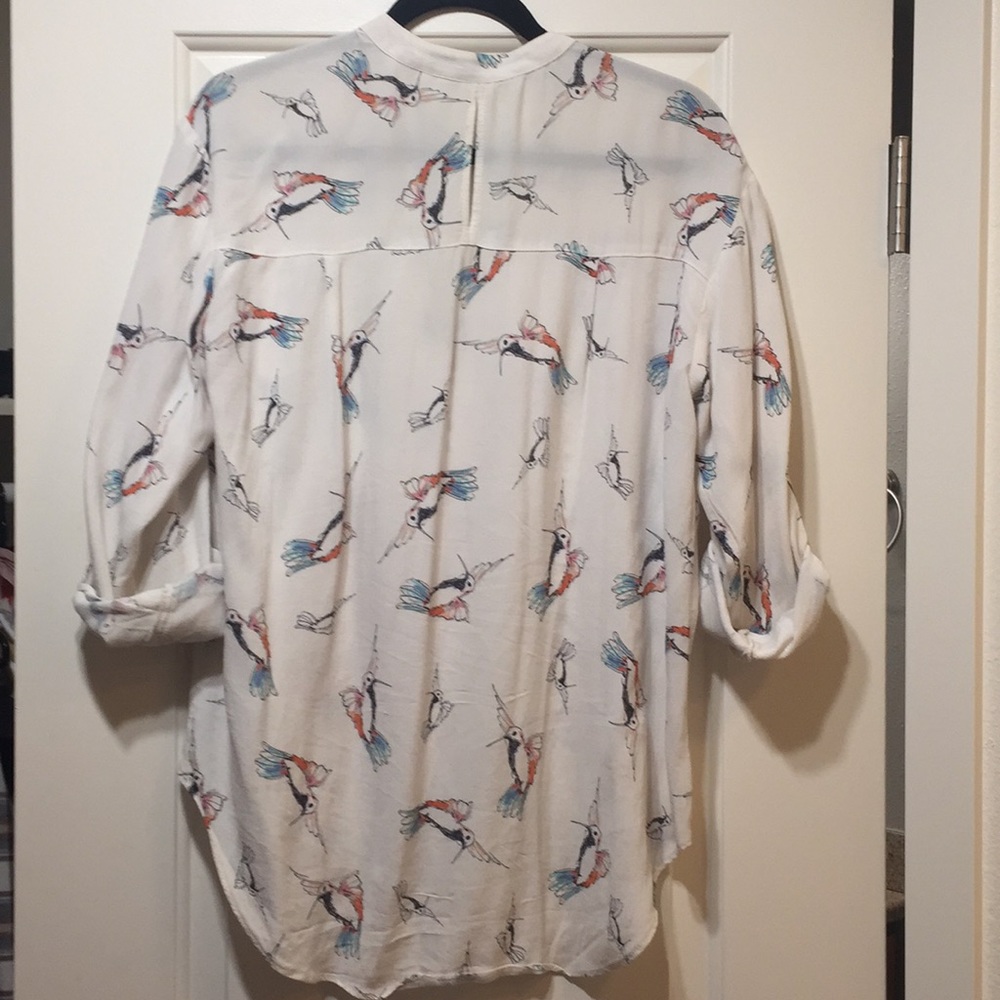 Zara Hummingbird Button Down Blouse - image 3